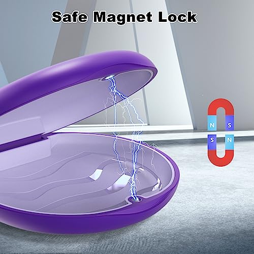 Retainer Case with Silicone Inner & Magnetic Closure – Hard Shell Portable Box for Aligners, Retainers, Braces, Night Guard - Purple - color: Purple