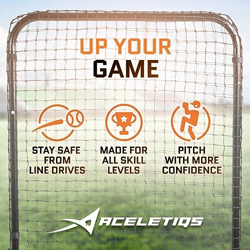 ACELETIQS Baseball Pitching Net & i-Screen (Compact & XL Sizes) Softball Baseball Pitcher Protector for Batting Cages and Fields | Heavy Duty Net for Back Drive, Line Protection - Multi-Purpose Use - size: 7 x 4 feet
