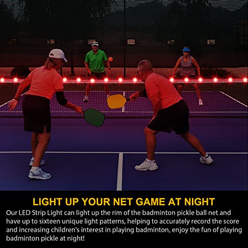 LED Badminton Net Light, 17Ft Remote Control LED Rim Light, 16 Color Change by Yourself, Waterproof, A Good Addition for Playing Junior Tennis, Kids Volleyball, Soccer, and Backyard Games