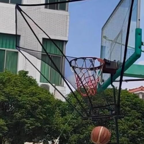 Basketball Practice Network Basketball Return Attachment for Hoop Metal, Basketball Training Equipment for Youth Defender Kids, 180° Basketball Return Chute, Black
