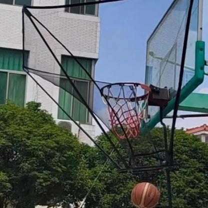 Basketball Practice Network Basketball Return Attachment for Hoop Metal, Basketball Training Equipment for Youth Defender Kids, 180° Basketball Return Chute, Black