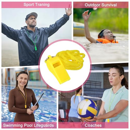 Whistles with Lanyard, Training Sports -Fitting for (Coaches/Referee/Outsides/Team Events) - color: Yellow