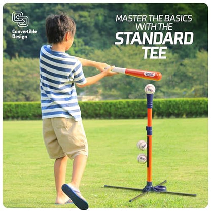Ninja Blast Tee Ball Set for Kids - 4 Year Old Boy Birthday Gift Baseball Batting Tee- T Ball Set for Toddlers 3-5 4-6 - Toys for Ages 3 4 5 6 Year Old Boy - Toddler Outdoor Toys, Baseball Tee