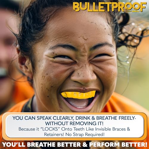 Bulletproof Braces Mouthguard – World’s Thinnest & Strongest Sports Mouth Guard for Braces! Basketball Football Lacrosse Wrestling Hockey Rugby BJJ MMA Boxing Mouthpiece – Adult Youth & Kids - color: Clean White