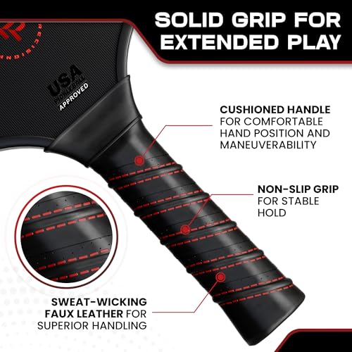 Precision Pro Carbon Fiber Pickleball Paddles Set of 2 — USAPA Approved, T700 Carbon, 14mm Honeycomb Core, 4 Indoor Outdoor Balls, Carry Bag, Pickleball Set for Beginners and Intermediate Players