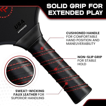 Precision Pro Carbon Fiber Pickleball Paddles Set of 2 — USAPA Approved, T700 Carbon, 14mm Honeycomb Core, 4 Indoor Outdoor Balls, Carry Bag, Pickleball Set for Beginners and Intermediate Players