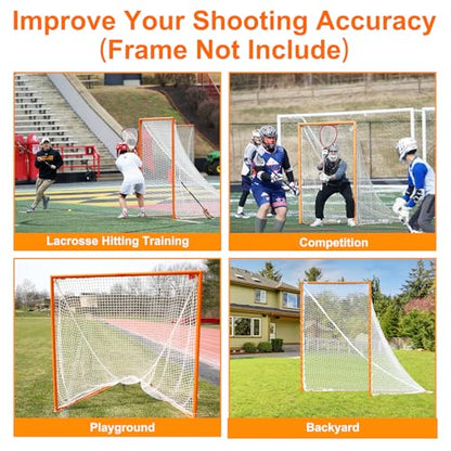 6x6x7’Lacrosse Replace Net,3.5mm/4mm/5mm Heavy Duty Lacrosse Net with 1x Installation Tool and 2x49ft Lacrosse Goal Net Lacing Rope,Multiple Size Lacrosse Nets for Backyard Practice or Competition - size: 4mm