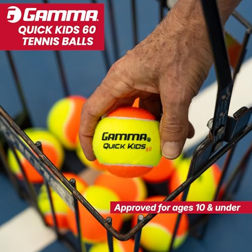 GAMMA Quick Kids Training Tennis Balls for Kids & Beginners, Low-Compression Core Reduces Speed & Bounce, Great for Tennis Practice, USTA & ITF Approved for 10 & Under Tournaments Parent - size: 12 Bag, style: Quick Kids 60