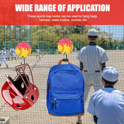 CroBlissful 6 Pcs Bag Hook for Fence Baseball Football Basketball Tennis Team Gifts Bag Clip Sports Backpack Buckle with Acrylic Board for Bat Water Bottle Player Lover Gifts - color: Ice Cream Softball