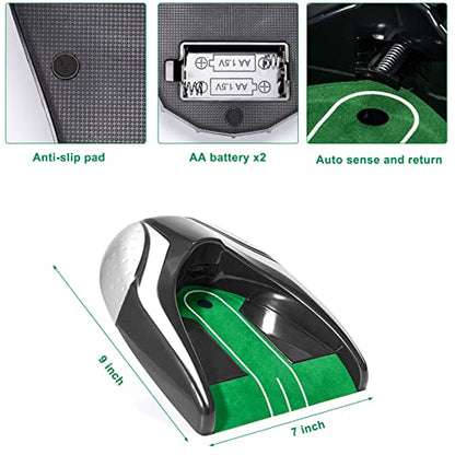 Golf Automatic Putting Cup with Adjustable Gravity Ball Return - Battery-Powered Practicing Without Interruption for Indoor Outdoor Golf Practice