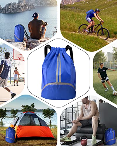 BROTOU Soccer Bags, Football Backpack, Volleyball Bag, Drawstring Backpack with Ball and Shoe Compartment, Football bags for Equipment Swim Gym Bag - color: Blue