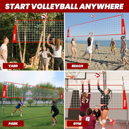 12FT/20FT Portable Volleyball Net Volleyball Net for Backyard Freestanding Volleyball Practice Net Outdoor Indoor Volleyball Training Set with Adjustable Height Carry Bag and Volleyball - style: 12 FT Volleyball Net Set