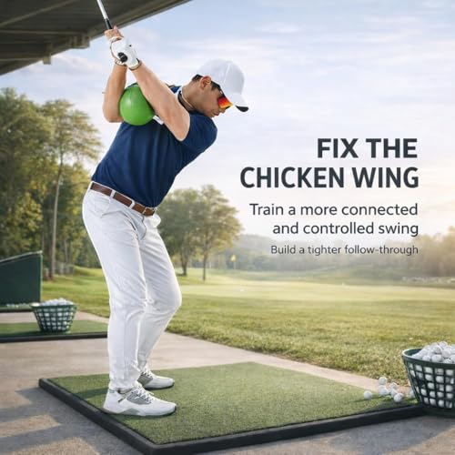 Golf Swing Trainer Aid – Golf Swing Training Aid Ball for Arm Connection, Adjustable Neck Strap Golf Trainer with Alignment Stick Holes, Improve Swing Plane Tempo Consistency, Golf Practice Equipment