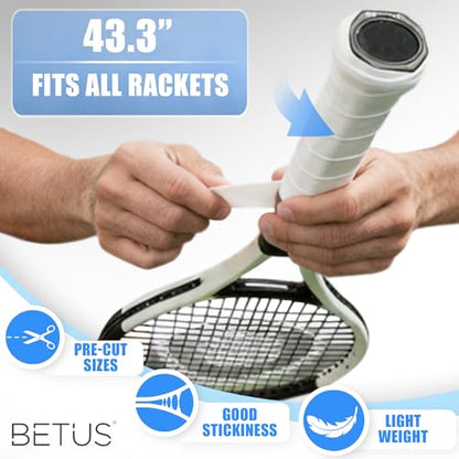 Betus Tennis Overgrip 10 Pack, PU Racket Grip Tape, Smooth Tacky Surface, Non Slip Comfortable Feel, Colorful Replacement Grips for Tennis Badminton Squash Pickleball Paddle, Durable Handle Wrap