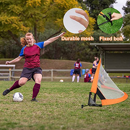Win SPORTS Foldable Pop Up Soccer Goal Pro 2 Portable Soccer Nets with Carrying Case and Training Cones,Practice in Backyard,School,Kids and Adults,Choose from 2.5', 4' Sizes