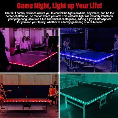 LED Ping Pong Table Light&Net Light, 14 Ft&13 Ft Light Net for Ping Pong Table&Net Table,16 Color Change, Durable & Waterproof & Easy to Install, Super Bright to Display at Night - color: Table lights