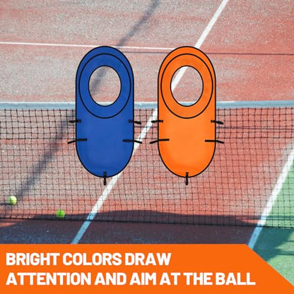 Arrowbash 2pcs Large Pop up Tennis Targets Detachable Training Rings 600d Oxford Cloth Tennis Serve Training Aid with Carry Bag, Blue/Orange