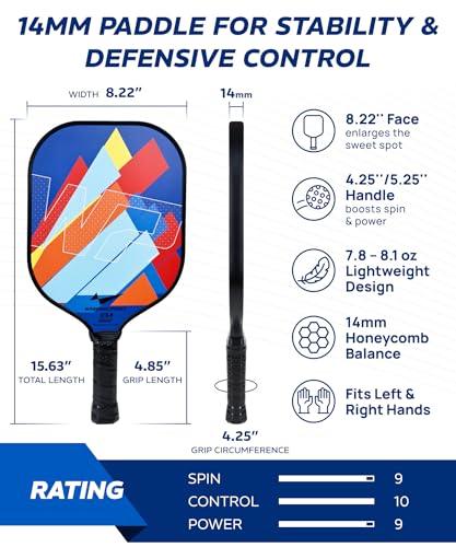 Pickleball Paddles Set of 2, Fiberglass Pickleball Set, Durable & Lightweight USAPA Approved Pickle Ball Rackets 2 Pack Pickleball Gifts for Women with Bag & Outdoor Balls for Men Beginner Kids Adults - style: 13&14MM | Blue