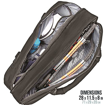 Athletico Tennis Bag and Racketball Bag - Tennis Bags for Women and Men to Hold Tennis Racket, Racquetball Racket, Pickleball Paddles and Other Equipment or Gear (Black)