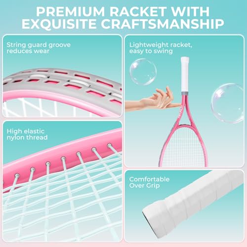 HIRALIY Tennis Rackets 2 Pack for Adults Beginners - 27 Inch Lightweight Aluminum Tennis Racquet Set with 3 Balls & Carry Bag - Vibration Dampening & Large Sweet Spot for Men Women Couples