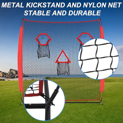 PGL Football Throwing Net - Quick Setup Practice Net Includes Carry Bag & Stable Frame and 3 Pockets - 6×6FT Quarterback Target for Improving Accuracy of Training