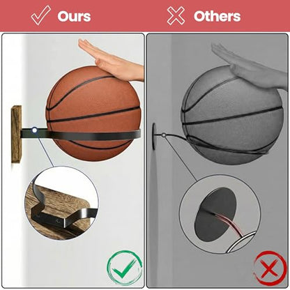 Basketball Holder Wall Mount, Wall Mounted Ball Holder & Soccer Ball Wall Mount, Metal Ball Display Rack for Football, Volleyball, Sports Accessories Organizer