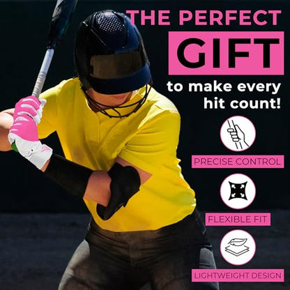 HANDLANDY Baseball Batting Gloves for Adult Youth, Grip Breathable Softball Batting Gloves Fit Men Kids Boys Girls - color: Pink-Adult, size: Adult Medium