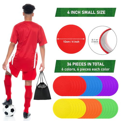 Poly Spot Markers 4inch Poly Spots for Gym Floor, 24/36/60 Pcs Flat Cones Non-Slip Rubber Floor Dots Agility Markers for Soccer Basketball Sports Speed Training, Dance, Classroom Activities - style: 36 pcs
