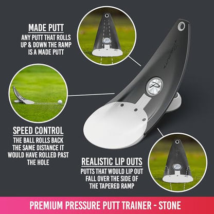 PuttOUT Premium Pressure Putt Trainer - Perfect Your Golf Putting - color: Stone