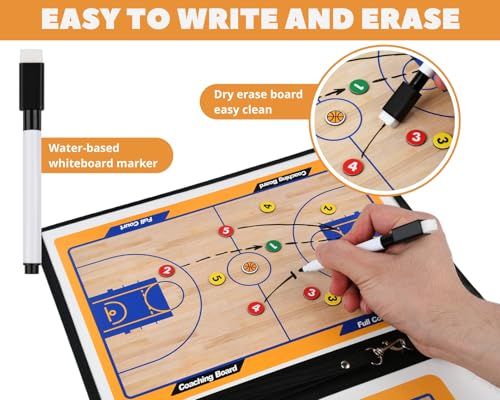 Magnetic Basketball Coaching Board Coaches Clipboard Tactical Board Kit with Dry Erase Surface, Portable Strategy Coach Board