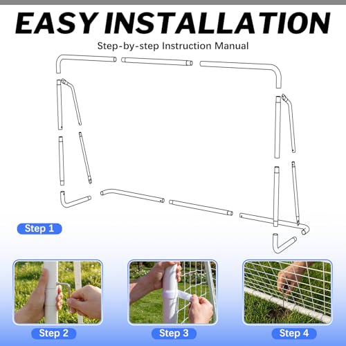 Soccer Goal for Backyard, 8x6,12x6,16x7 FT Rust-Proof Reinforced Metal Soccer Goals with PE Soccer Net, Target Net & Training Cones, Outdoor Soccer Net for Kids, Youth Training or Team Games
