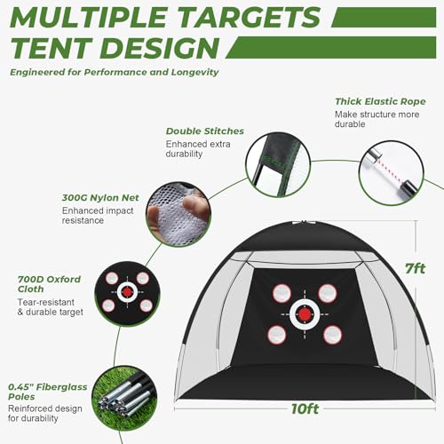 10x7FT Golf Net with Mat, Golf Practice Net for Backyard Garage Indoor Outdoor with Target Pockets for Driving Chipping Swing, for Men Women Dad Husband Golfer, Ideal Gift for Him - size: 10x7