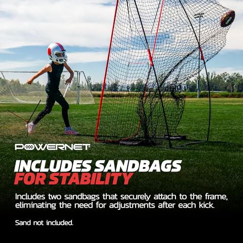 PowerNet Sideline Trainer, 7 x 4 FT Football Kicking Net for Punting Kicking Passing or Snapping, Portable Practice Equipment, Outdoor & Indoor Football Team Training Aid