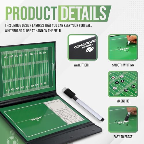 ZPU Dry Erase Coaching Board, Magnetic Coaches Clipboards, Portable Foldable Tactics Board with Dry Erase Marker Pen and Magnets – Basketball, Football, Soccer, Hockey