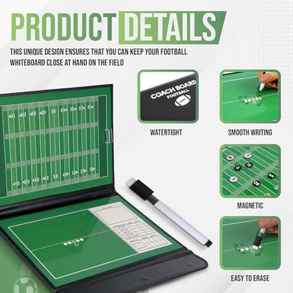 ZPU Dry Erase Coaching Board, Magnetic Coaches Clipboards, Portable Foldable Tactics Board with Dry Erase Marker Pen and Magnets – Basketball, Football, Soccer, Hockey