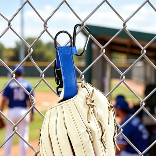 Baseball Glove & Gear Hanger Clip, Adjustable Baseball Glove Loop Holder Bag Attachment Accessories Parts Strap D-Ring Hooks for Fence Players & Drying Sports Equipment - color: blue