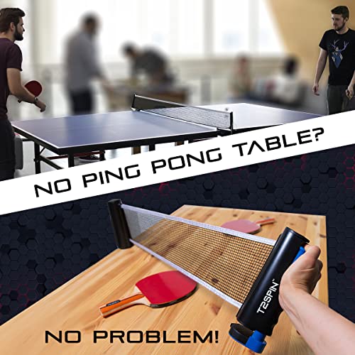 Premium Retractable Ping Pong Net for Any Table - Portable Table Tennis Net -Ping Pong Net with Clamps -Table Tennis Accessories - Comes with Large Storage Bag