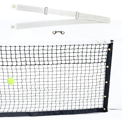 Professional Tennis Net 42ft x 3.5ft | Double-Layer Woven Court Replacement Net with 6mm Steel Cable & Center Strap – Heavy-Duty UV/Water-Resistant Net for Clubs, Coaches, and Backyard Use