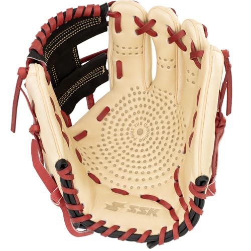 SSK Z5 Craftsman Infield Baseball Glove – 11.25” - 11.5” - 11.75” - 12” – Right & Left Hand Throw - color: Camel/Black/Maroon, size: 11.5" - Right Hand Throw