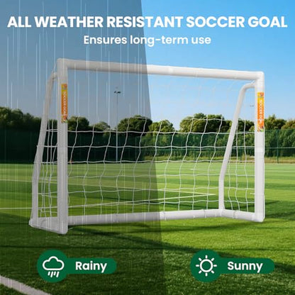 NAIZEA Soccer Goal - 12x6/10x6/8x6/6x4FT Soccer Goals for Backyard, Portable & Weatherproof HPVC Soccers Goal w/Soccer Net Durable Post for Adults & Youth Outdoor's Practice Training - size: 6x4 FT, style: Foldable