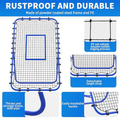 7x4 FT Volleyball Rebounder Net，Ultimate Training Equipment for Volleyball & Lacrosse，Enhanced Bouncing System for Volleying, Bumping, Spiking Drills，Multiple Adjustable Rebound Angles