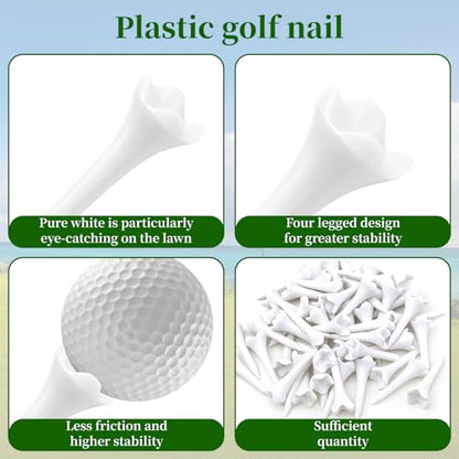 50PCS Plastic Golf Tees - 1-1/2‘’ Short Golf Tees - Enhanced Durability & Stability - Low-Friction Design for Iron、Par Threes, Hybrids and Driving Range