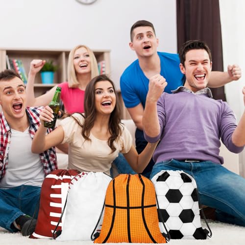 Shappy 12 Pcs 17 Inch Balls Style Drawstring Bag Sports Ball Backpack Drawstring Sack Cinch Bags for Team Gift Party Favors - style: Balls Style