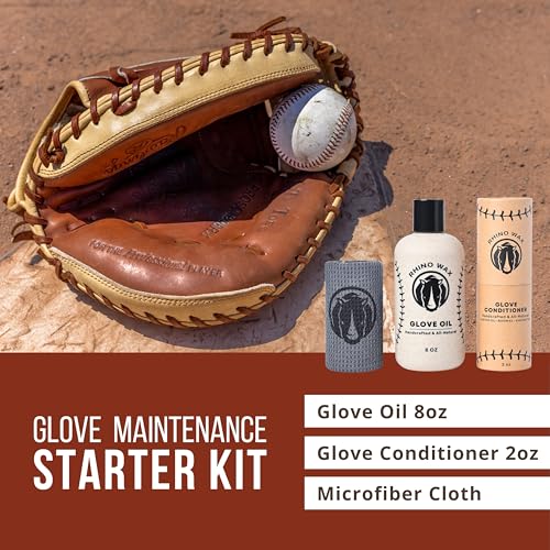 Rhino Wax - Baseball Glove Conditioner Kits - Clean, Condition, and Maintain Your Baseball Glove with one of Our 3 Maintenance Kits - Protect Your Mitts - Proudly Made in USA (Not China) - size: Starter Kit - 3 Pack
