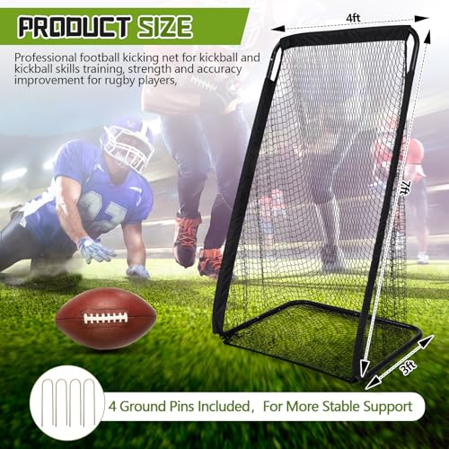 MorningRo Football Kicking Cage Net 7 x 3.2 or 8 x 3 x 4 ft Portable Football Throwing Net Powder Coated Steel Extra Deep Pocket for Punting Kicking Practice Train Equipment