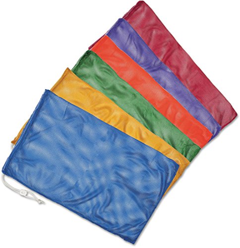 Champion Sports Mesh Equipment Bag – Heavy-Duty Nylon Drawstring Bag with Lock & ID Tag, Breathable Storage Sack for Balls, Swim Gear, Laundry & Toys, Multiple Sizes & Colors - color: Assorted Set, size: 24" x 36" (Set of 6)