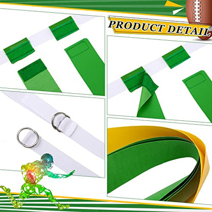 Flag Football Set, 14 Player Adjustable Belts with Cones Includes 14 Easy Tear Away Belts, 28 Football Flags, 12 Cones, 1 Carrying Bag for Youths, Adults Sport Team Training - style: Yellow, Green