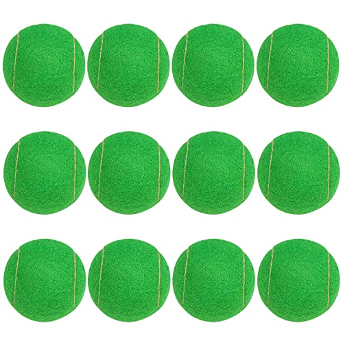 URBEST Tennis Ball 12 Packs Training Tennis Balls Practice Balls for Novice Player, Pet Dog Playing Balls with Mesh Carry Bag