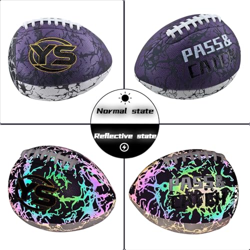 Holographic PassCatch Training Football - Solo Practice Trainer for Passing & Catching, Durable Composite Material with Dazzling Flash-Activated Light Show, - color: Purple＆White