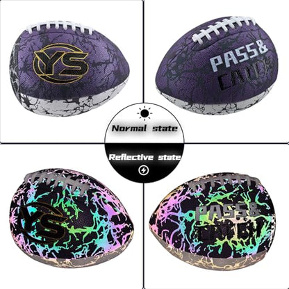 Holographic PassCatch Training Football - Solo Practice Trainer for Passing & Catching, Durable Composite Material with Dazzling Flash-Activated Light Show, - color: Purple＆White